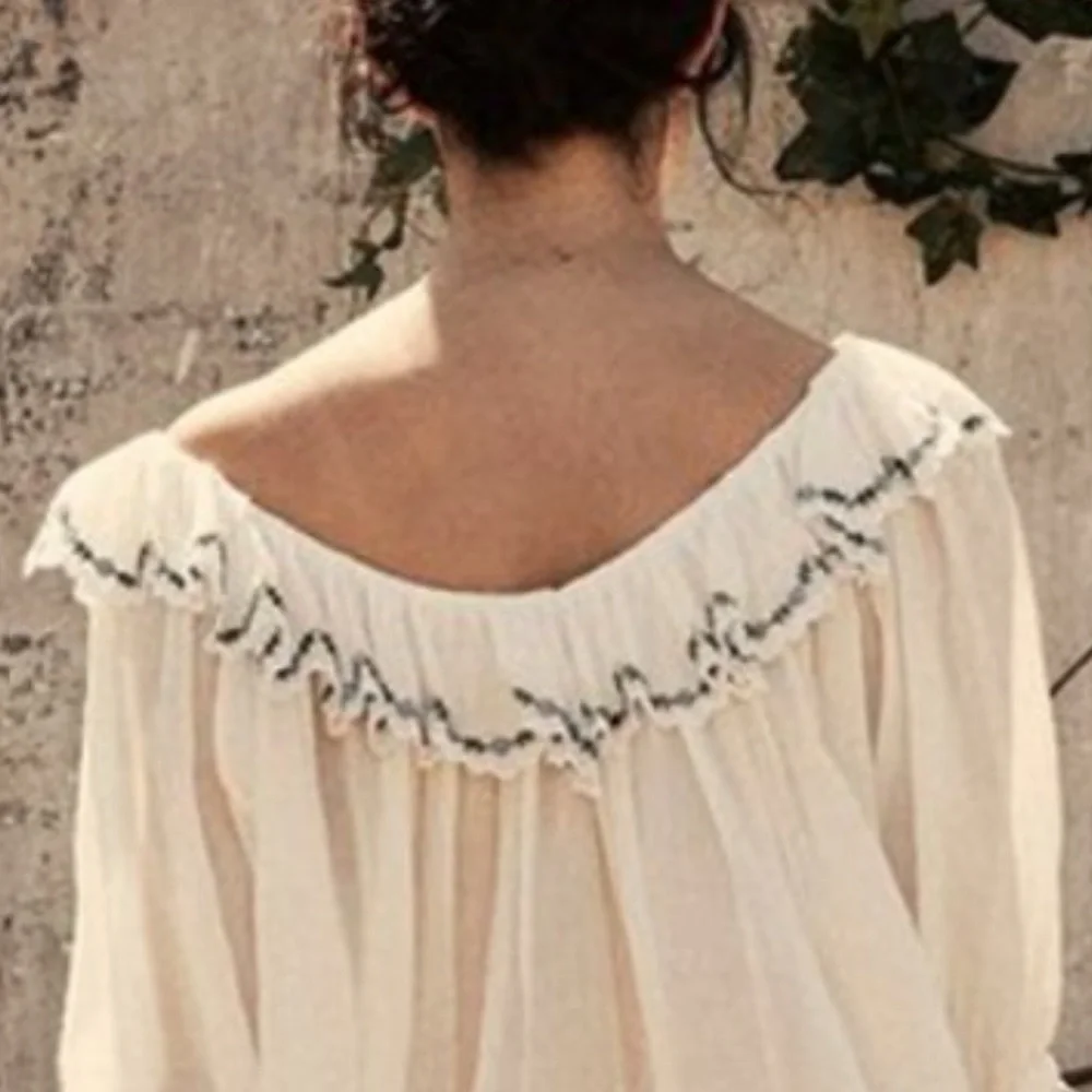 DOรN CHATEAU ๐บ๐ โBLOUSE,โ WHITE, (was hemmed from Chateau Slip), RARE, Size L - Picture 3 of 13